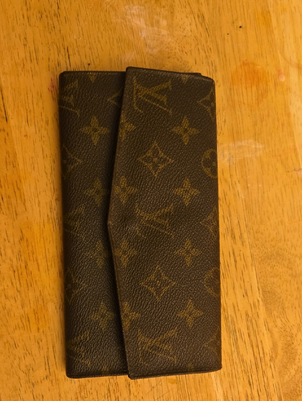 Authentic Louis Vuitton Brown Monogram Flap Wallet